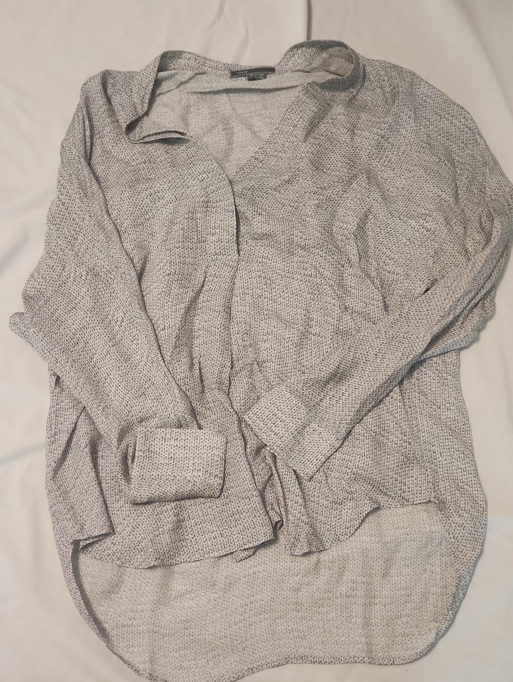 Vince Heathered Light Gray Button-Down Knit Shirt